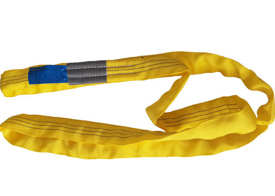 কেনা EN1492-2 স্ট্যান্ডার্ড ১০০% পলিয়েস্টার অন্তহীন রাউন্ড স্লিং ৩ টন ফ্ল্যাট বোনা প্যাটার্ন ওয়েবিং online manufacture